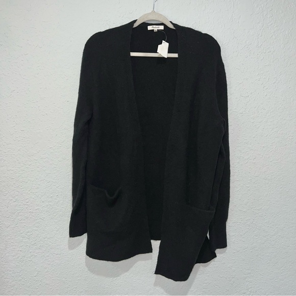 Madewell Cozy Walker Cardigan in True Black Size Small Alpaca Wool Blend - Picture 2 of 6